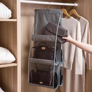 6 Grids Hanging Handbag Storage Bag Organizer Dustproof Closet Hanging Rack Wardrobe Organizer