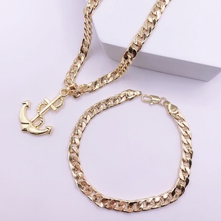 men 2in1 Jewelry set Necklaces and bracelets Fashionable 24K Bangkok Gold Plated Necklace for men