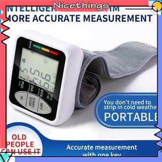 NT Portable Wrist Electronic Sphygmomanometer Blood Pressure Monitor Automatic Large LCD Display Home Care Tri-color Indicator Light 2 Users 99 Groups Data Storage Compact Size