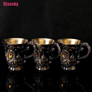 Risesky| Mini Spirits Wine Glasses Cup 30Ml Relief Retro Pattern Goblet Retro Decoration