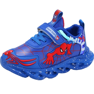New kids shoes LED luminous shoes boys and girls sports shoes Spiderman shoes non-slip breathable casual light shoes