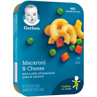GERBER LIL ENTREES MACARONI & CHEESE WITH SEASONED PEAS AND CARROTS 6.6 OZ TRAY. IMPORTED FROM USA