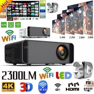2300LM LED Smart Home Theater Projector 4K Wifi BT 1080p FHD 3D Video Movie