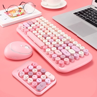 Notebook Office 3 In 1 Mini 2.4G Wireless Keyboard,Mouse And Number Pad Round Punk Mini Wireless Keyboard And Mouse Set (1)