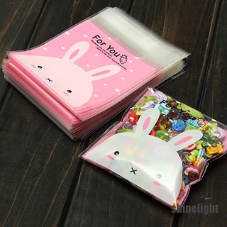 [shinelight] Rabbit pattern self-adhesive plastic bags for biscuits snack baking 100pcs/lot Hot Sale