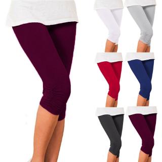 Women Cropped 3/4 Leggings Stretch Tights Shorts Pants Casaul Slim Candy Color Capri Pants