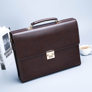 Genuine Leather Men'S Business Handbag Password Lock Briefcase Briefcase Retro Office Computer Bag Shoulder Messenger Men'S Bag (8)