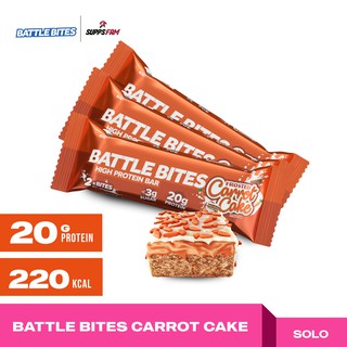 Battle Bites Protein Bar Frosted carrot Cake 62g (1 piece) - 20g of protein in 2 bites | Low Sugar |