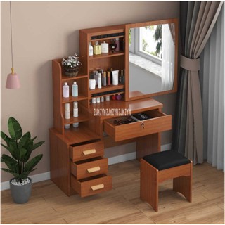 Simple Modern Dresser Household Table Density Board Makeup Table With Mirror Drawer Lock Stool (4)