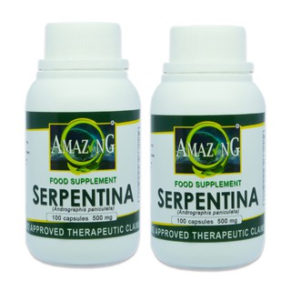 Amazing Food Supplement Serpentina 500mg Capsules Bottle of 100 Pure & Organic Powder Set of 2