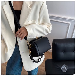 All About Bags Vintage Collection Korean Style Box Bag Trendy Bag with Acrylic Chain