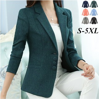 7 Colors S-5XL Women Blazer Jacket Fashion Casual Slim Office OL Formal Work Coat Outwear Spring Aut