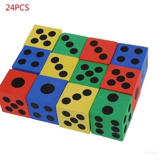 Top Foam Dice Set - 24 Pack of Assorted Colorful Big Square Blocks - Perfect for Building Blocks, Educational Toys, Math Teaching, Pastime, Party Favors and Supplies