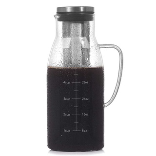 Cold Brew Coffee Maker,Iced Tea Pitcher Infuser with Lid&Scale,Dual Use Filter Coffee Pot ,51Oz/1.5L