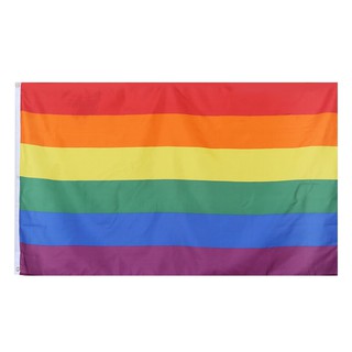 90 x 150cm Rainbow Flag Polyester Lesbian Gay Pride LGBT Parade Banner Decoration (1)