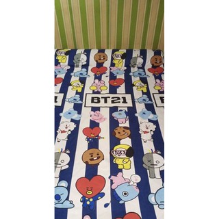 BT21 5 in 1 BED SHEET (1 bed sheet & 4 pillow case) Canadian Cotton