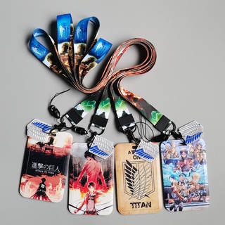 Japanese Anime Attack On Titan Giant Go card holder ID Credit Bank Card Holder Students Bus Card Case Hand Rope Visit Door Identity Badge Cards Cover FOR Women