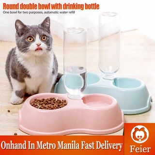 【Ready stock】Pet Bowl Cat Bowl Dog Bowl 2 in 1 Food Bowl Drinking Bottle Set Puppy Kitty Food Bowls
