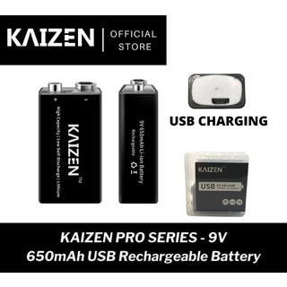 Kaizen Pro Series 9V USB 650mAh Rechargeable Battery