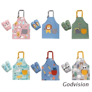 BB 3-12 Years Baby Girl Boy Waterproof Adjustable Painting Apron with Sleeves Set Child Kids Toddler