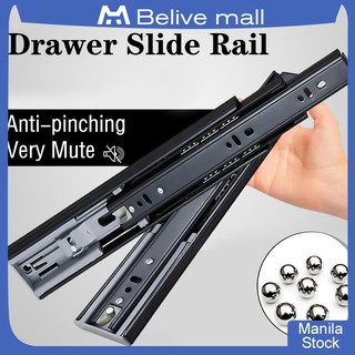 Drawer Slide Rail Strong Drawer Three Rail Silent Wardrobe Guide Rail Cabinet Thickening Slideway