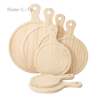 Home-Life Durable Round Wooden Pizza Paddle Serving Board Making Peel Cutting Tray