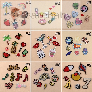 1 set Package Embroidery Iron On Patches Sewn Applique Cute Logo Food Uniform DIY Embroidered Patch Clothes