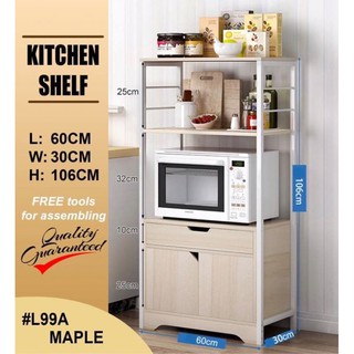 NYLA Kitchen cabinet with shelves and cabinet made of mdf laminated wood and steel frame