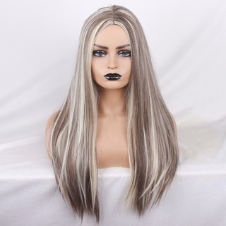 Fashion Womens Full Lace Wig Blonde Long Straight Full Wigs Party Hair Wigs