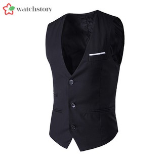 WS❤ Fashion New Men Vest Slim Fit Suit Waistcoat Casual Slee (2)