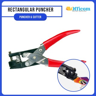 Officom Rectangular Hole ID Puncher (Oval) Handheld Metal Body Oblong Puncher