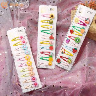 10Pcs Korean Fashion Baby Fruit Hair Clip Candy Color Girl Headdress Flower Hairpin Set Hair Accessories