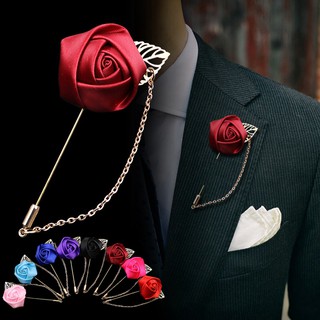 Men Suit Lapel Flower Brooch Pin Rose for Wedding Boutonniere Stick For Men Gift