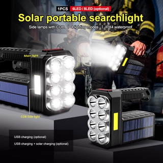 8 LED Solar USB Rechargeable Flashlight Outdoor COB Super Bright Searchlight Waterproof Flashlight (1)