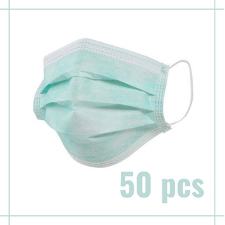 Green Surgical Face Mask - Disposable with 3 ply filtration 50 Pcs D3BB