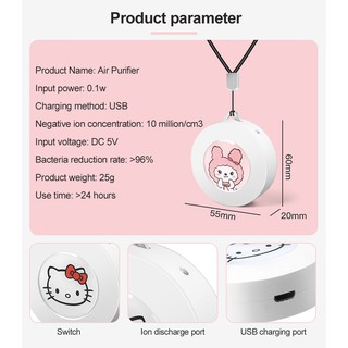 Portable 6 million negative ion generator air purifier mute moisture absorption formaldehyde second-hand smoke necklace air purifier Wearable Negative Ion Air Purifier Car USB Ioniser Air Fresher Cleaner Personal Ionizer Necklace Negative Ion Ozone (2)
