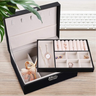 New Double Cover, Organizer Ring Jewelry Box Watch Storage Box Large Capacity Necklace Jewelry Box