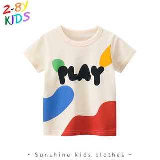 2-8 years old kids clothes Pure cotton children's clothing boys and girls baby summer lovely fashion cartoon loose round neck Short Sleeve T-Shirt Top 9326