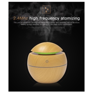 Mini Air Humidifier Ultrasonic USB Diffuser Wood Grain LED Night Light Essential Oil Aromatherapy (5)