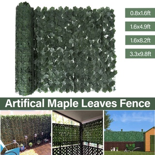 Artificial Dark Maple Leaf Fence Screen Privacy Plant Leaves Hedge Grass Garden