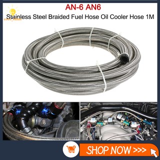 AN-6 AN6 Stainless Steel Braided Fuel Hose Oil Cooler Hose 1M