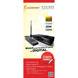 GODAN Plug and Play Digital & HDMI Support TVBox (3 meters indoor antenna & battery not included)