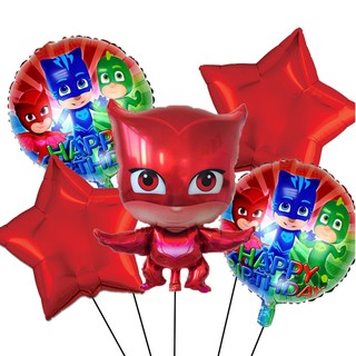 5pcs/set PJ Masks Theme Foil Balloon Set Cartoon Characters Kids Boy Birthday Party Decoration Supplies (2)