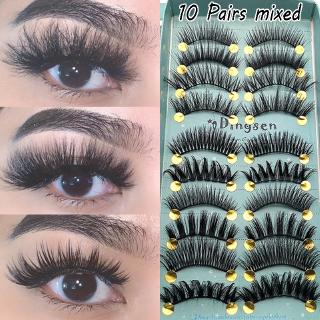 10Pairs 3D Faux Mink Hair False Eyelashes Fluffy Wispy Multilayer Flutter Eye Lashes Extension Make