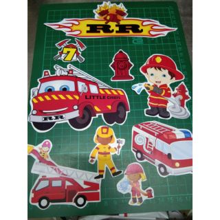 Fireman/ Firetruck themed cake topper set