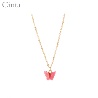 (Cinta)Korean Sweet Butterfly Pendant Necklace Acrylic Color necklace for women (1)