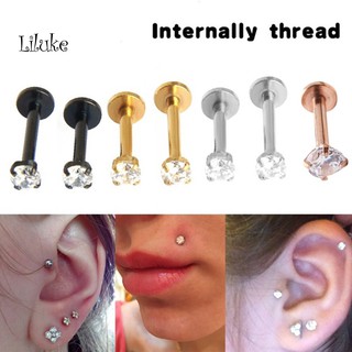 【LK】1Pc Women Cubic Zirconia Labret Lip Ring Ear Stud Earring Piercing Helix Jewelry (1)