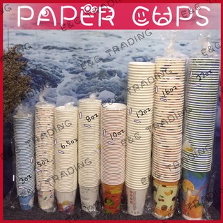 E&C 50pcs DISPOSABLE PRINTED PAPER CUPS WITHOUT LIDS paper cup 3oz,5oz,6.5oz,8oz,12oz,16oz, 22oz