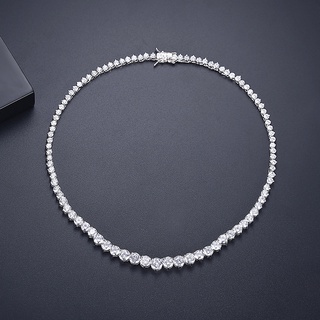 Trendy Lovers Necklace Lab Diamond Cz Stone White Gold Filled chorker Pendant Necklaces for Women
