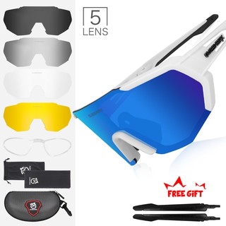 ☜Mirrored UV400 5 Lens☞ Queshark Polarized Cycling Glasses Outdoor Sunglasses QE42
